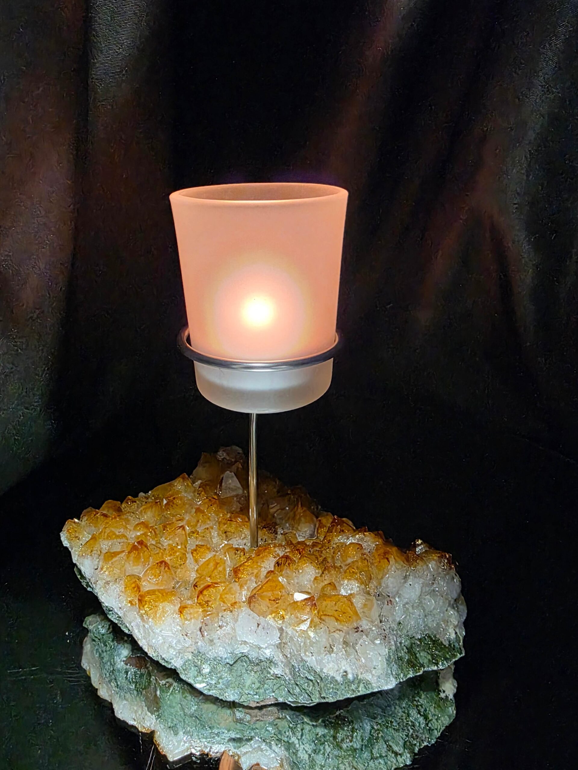 Premium A Grade Citrine Candle No. 2 Cluster Druzy / 1 Cup Tealight Holder 767g H16xW13xD9cm - Image 12