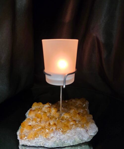 Premium A Grade Citrine Candle No. 2 Cluster Druzy / 1 Cup Tealight Holder 767g H16xW13xD9cm - Image 13