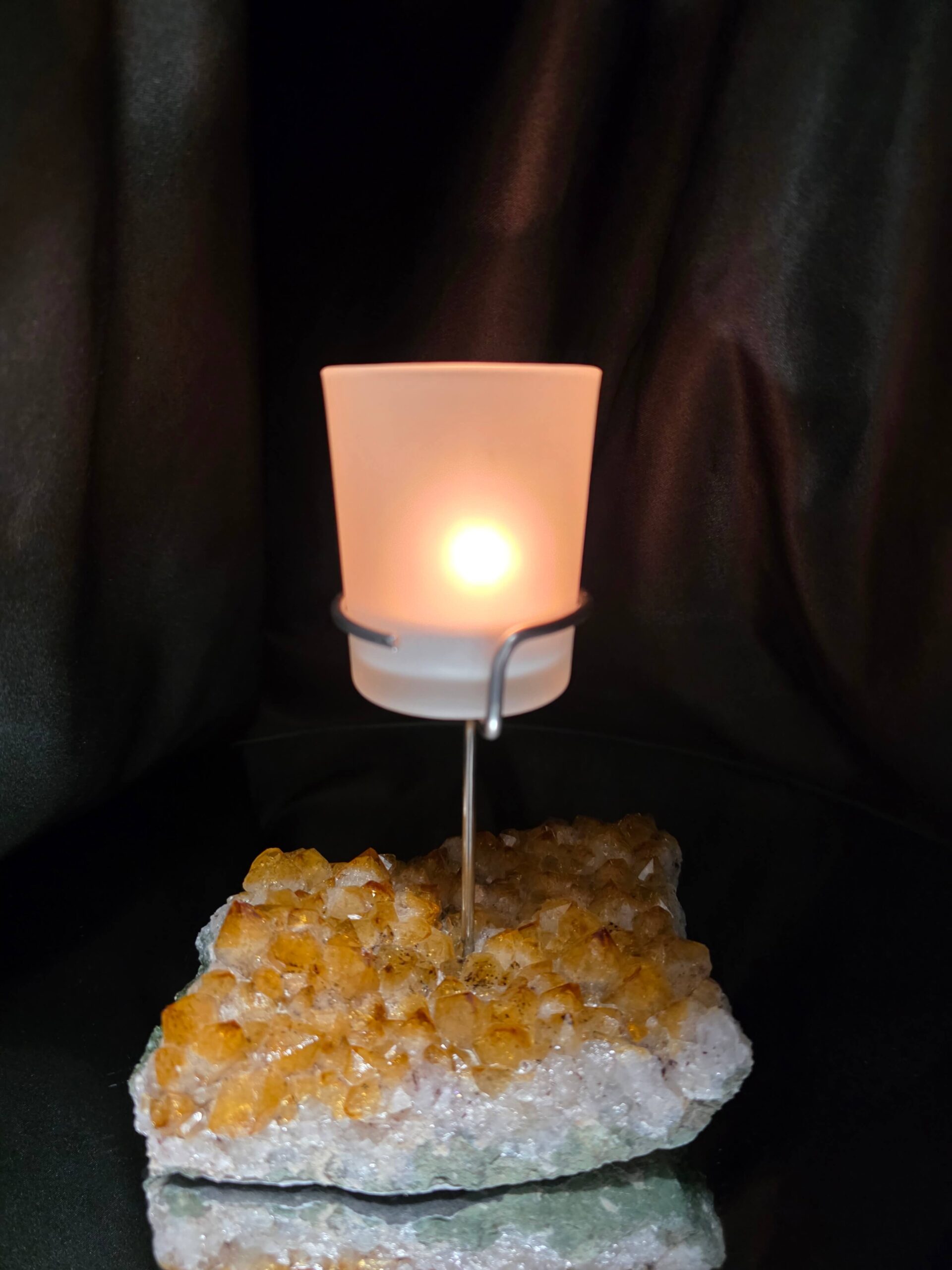 Premium A Grade Citrine Candle No. 2 Cluster Druzy / 1 Cup Tealight Holder 767g H16xW13xD9cm - Image 13