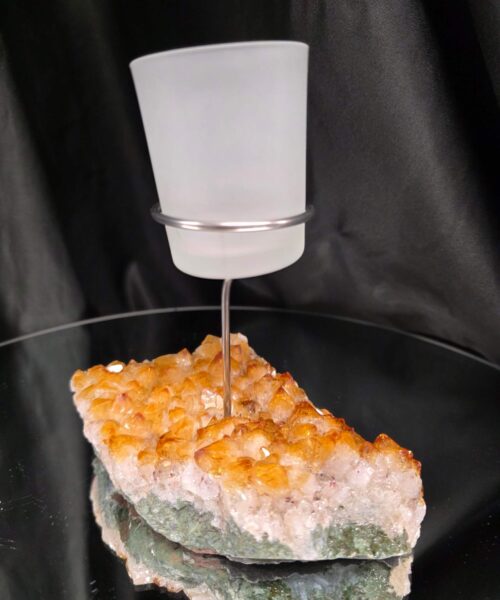 Premium A Grade Citrine Candle No. 2 Cluster Druzy / 1 Cup Tealight Holder 767g H16xW13xD9cm - Image 3