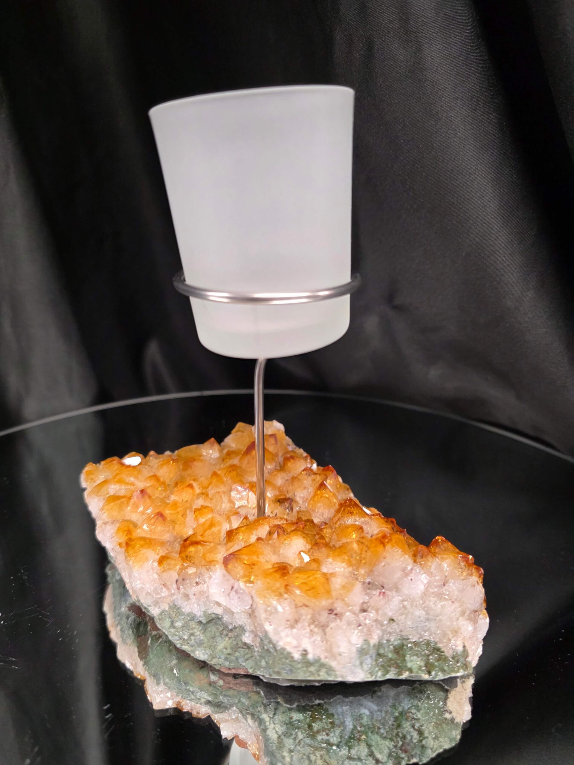 Premium A Grade Citrine Candle No. 2 Cluster Druzy / 1 Cup Tealight Holder 767g H16xW13xD9cm - Image 3