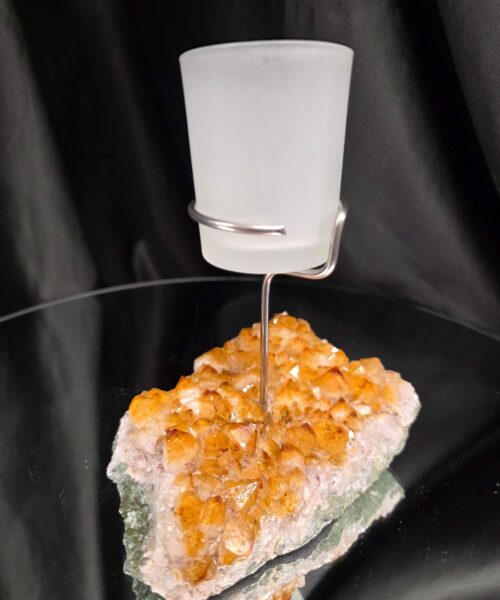 Premium A Grade Citrine Candle No. 2 Cluster Druzy / 1 Cup Tealight Holder 767g H16xW13xD9cm - Image 4