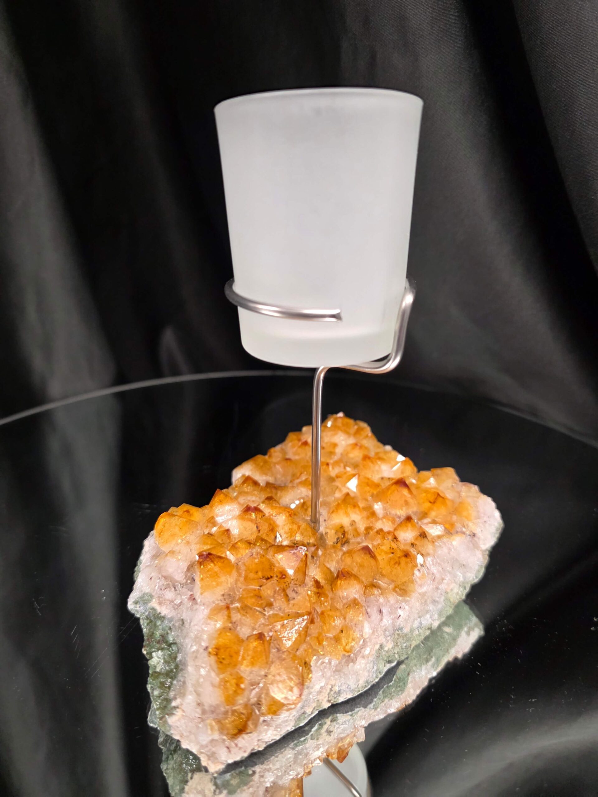 Premium A Grade Citrine Candle No. 2 Cluster Druzy / 1 Cup Tealight Holder 767g H16xW13xD9cm - Image 4