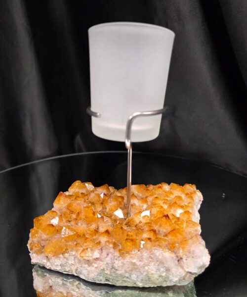 Premium A Grade Citrine Candle No. 2 Cluster Druzy / 1 Cup Tealight Holder 767g H16xW13xD9cm - Image 5