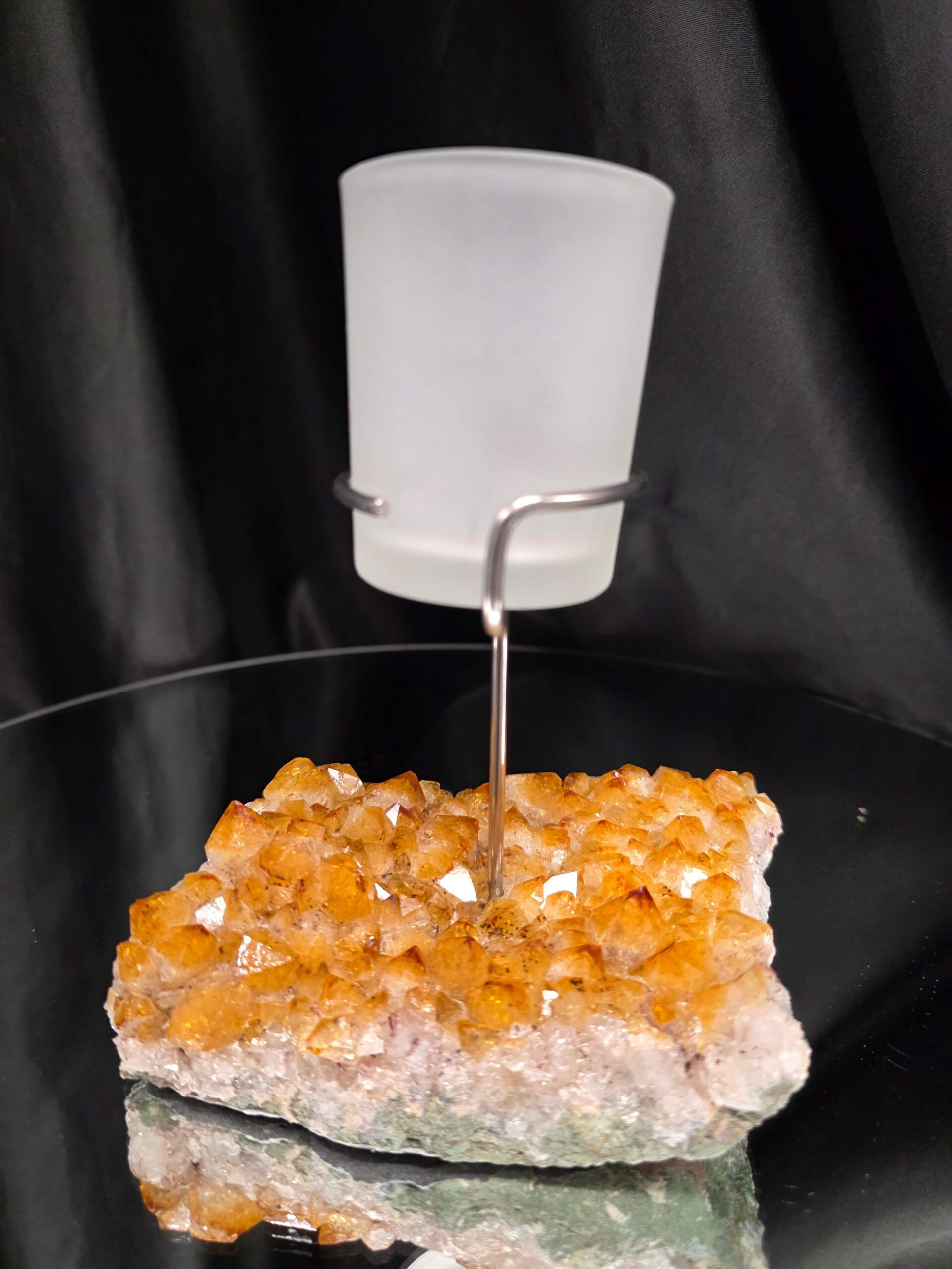 Premium A Grade Citrine Candle No. 2 Cluster Druzy / 1 Cup Tealight Holder 767g H16xW13xD9cm - Image 5