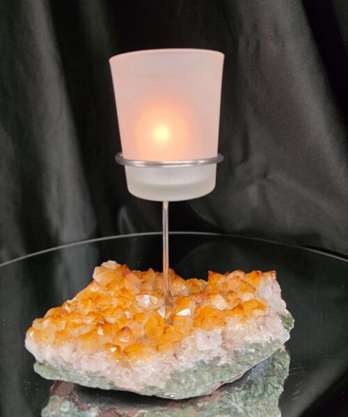 Premium A Grade Citrine Candle No. 2 Cluster Druzy / 1 Cup Tealight Holder 767g H16xW13xD9cm - Image 10