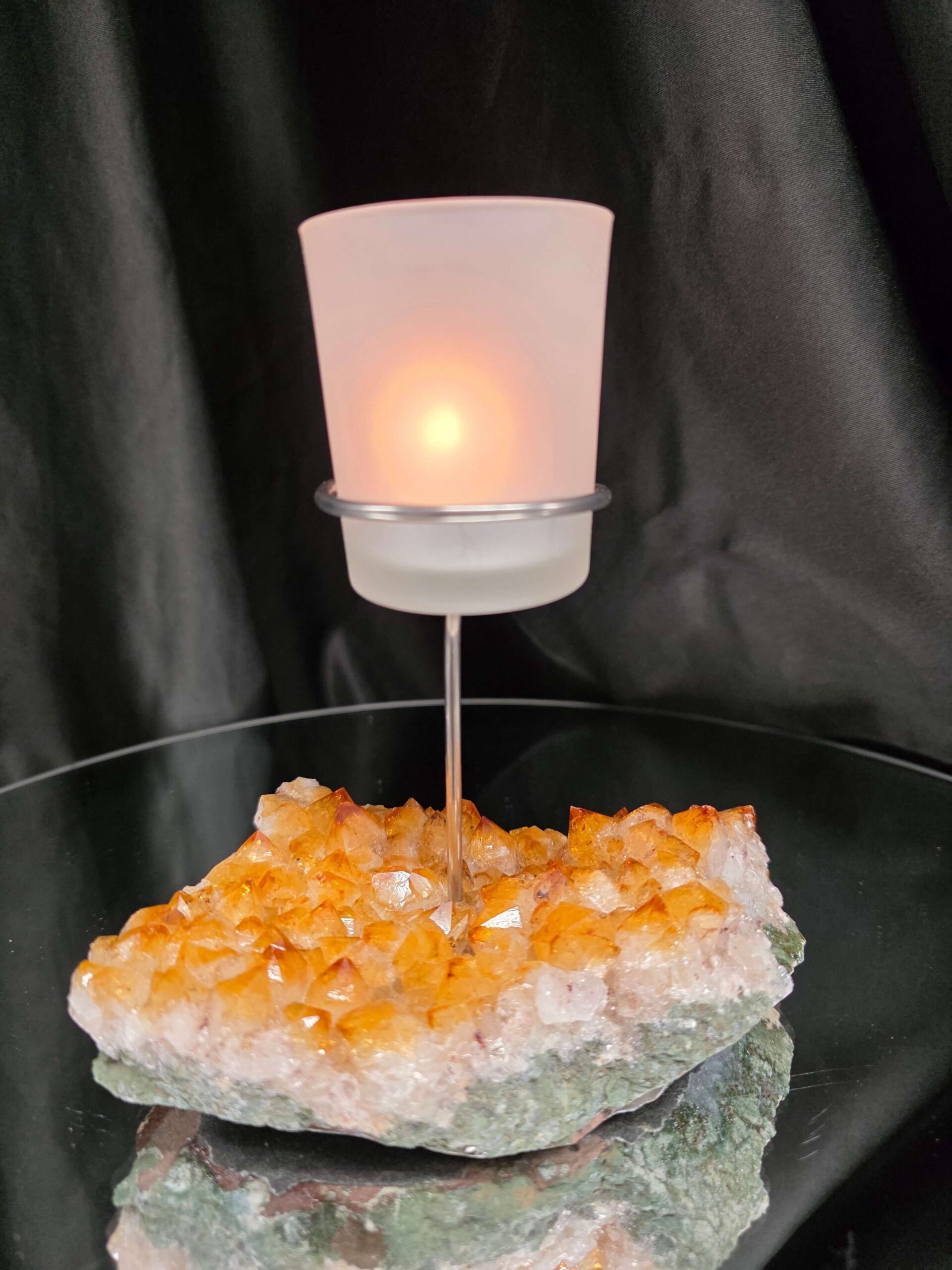 Premium A Grade Citrine Candle No. 2 Cluster Druzy / 1 Cup Tealight Holder 767g H16xW13xD9cm - Image 10