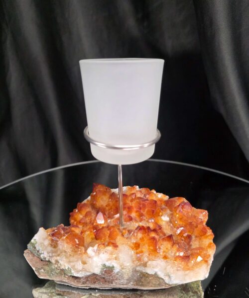Alternative view of Premium A Grade Citrine Candle No. 3 Cluster Druzy / 1 Cup Tealight Holder 719g H15.5xW13xD10cm