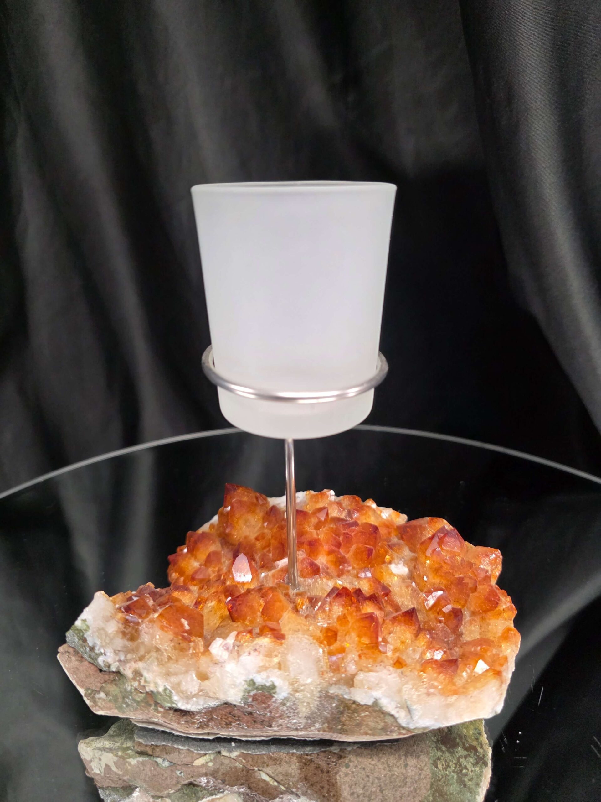 Premium A Grade Citrine Candle No. 3 Cluster Druzy / 1 Cup Tealight Holder 719g H15.5xW13xD10cm - Image 2