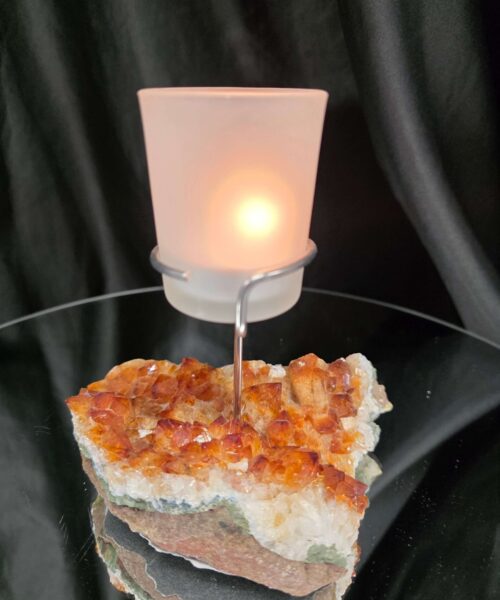 Premium A Grade Citrine Candle No. 3 Cluster Druzy / 1 Cup Tealight Holder 719g H15.5xW13xD10cm - Image 11