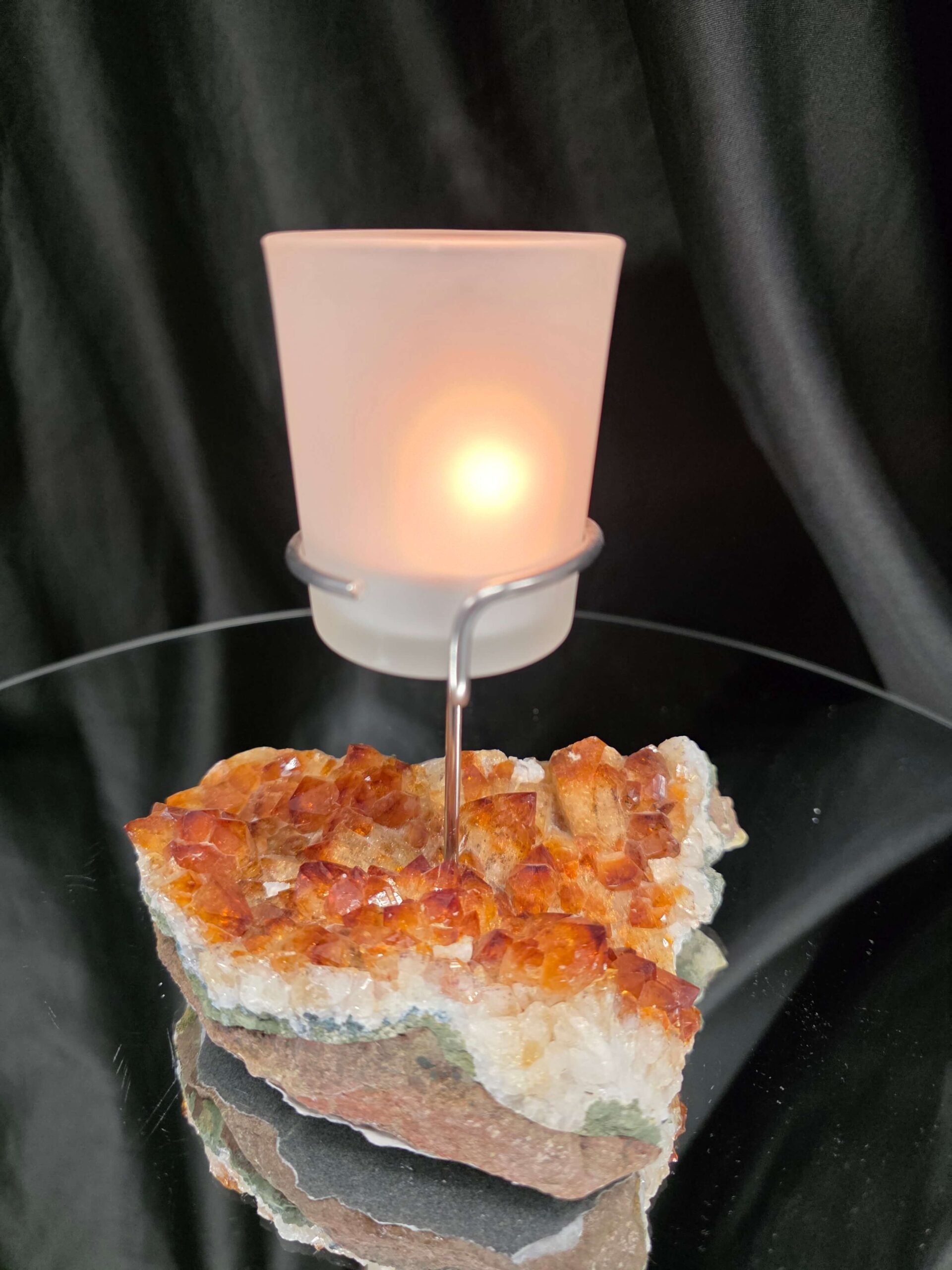 Premium A Grade Citrine Candle No. 3 Cluster Druzy / 1 Cup Tealight Holder 719g H15.5xW13xD10cm - Image 11