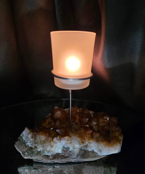 Premium A Grade Citrine Candle No. 3 Cluster Druzy / 1 Cup Tealight Holder 719g H15.5xW13xD10cm - Image 12