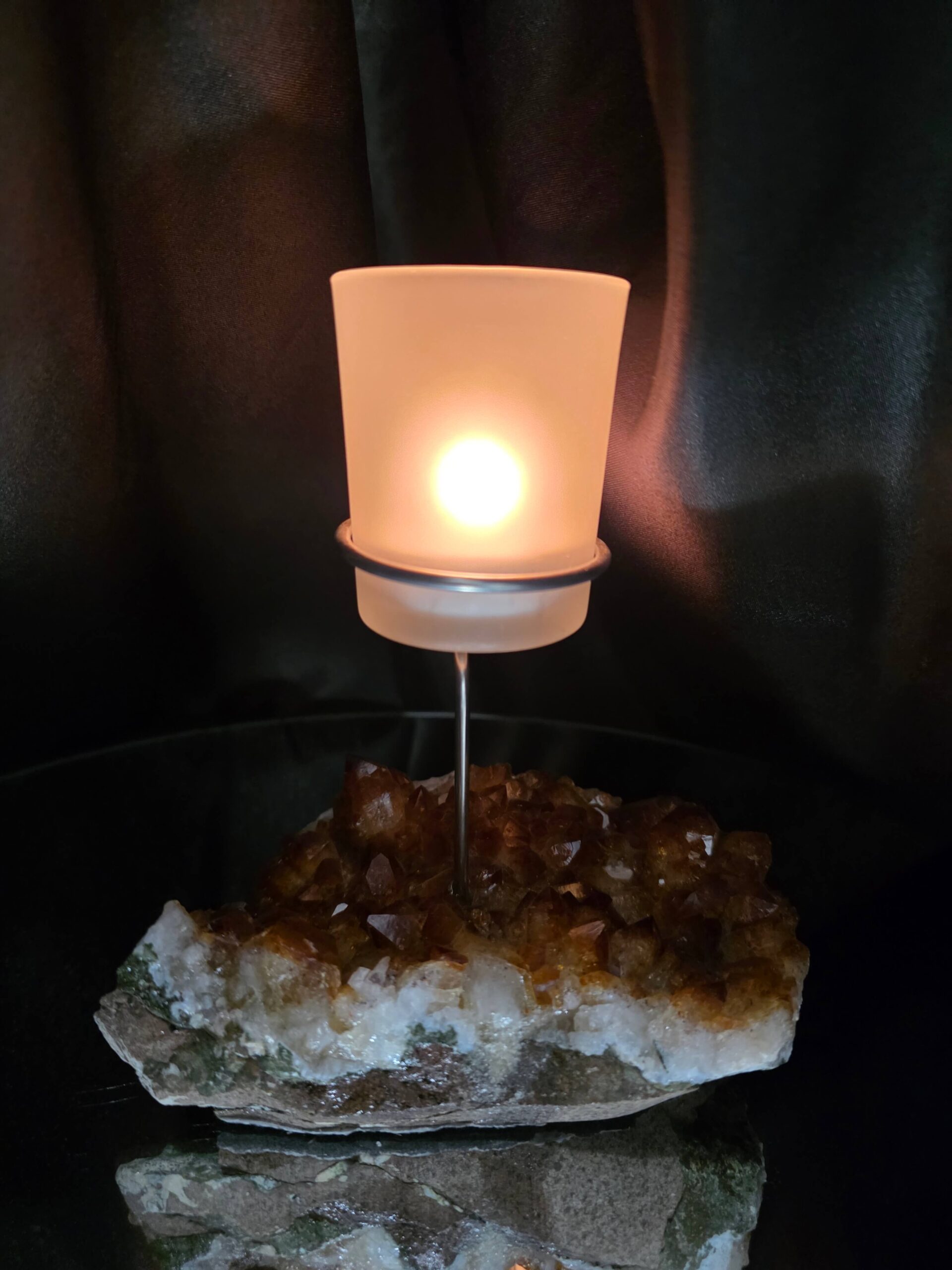 Premium A Grade Citrine Candle No. 3 Cluster Druzy / 1 Cup Tealight Holder 719g H15.5xW13xD10cm - Image 12
