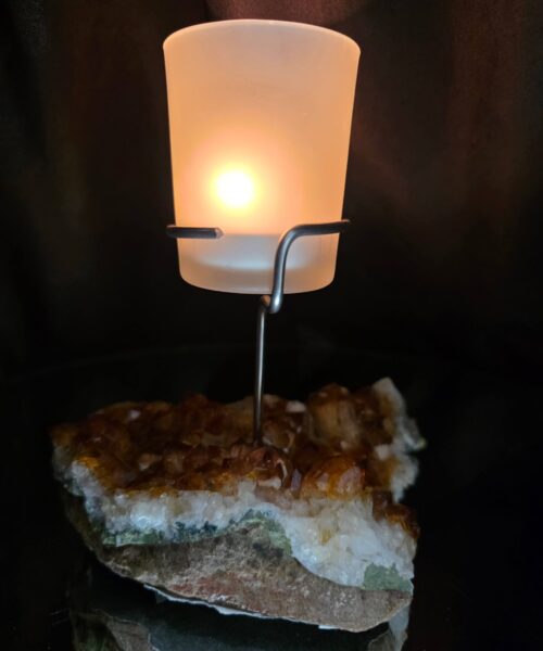 Premium A Grade Citrine Candle No. 3 Cluster Druzy / 1 Cup Tealight Holder 719g H15.5xW13xD10cm - Image 13