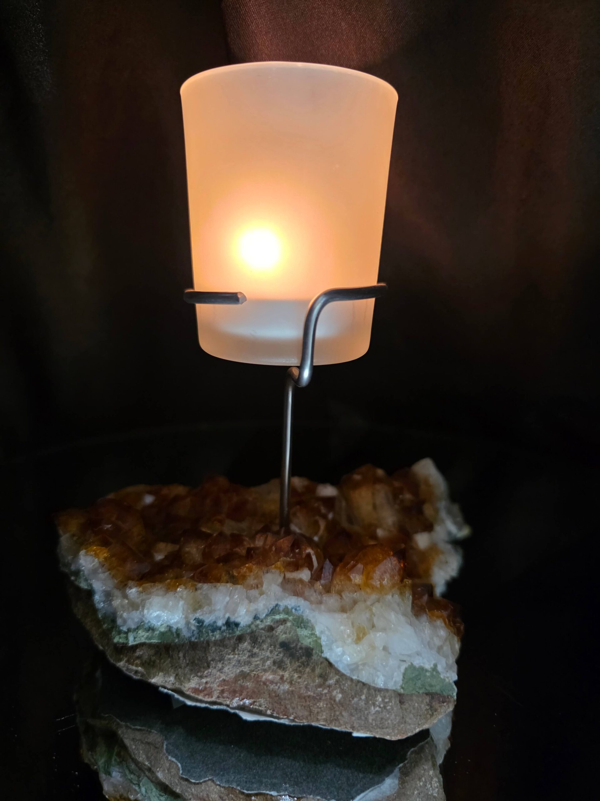 Premium A Grade Citrine Candle No. 3 Cluster Druzy / 1 Cup Tealight Holder 719g H15.5xW13xD10cm - Image 13
