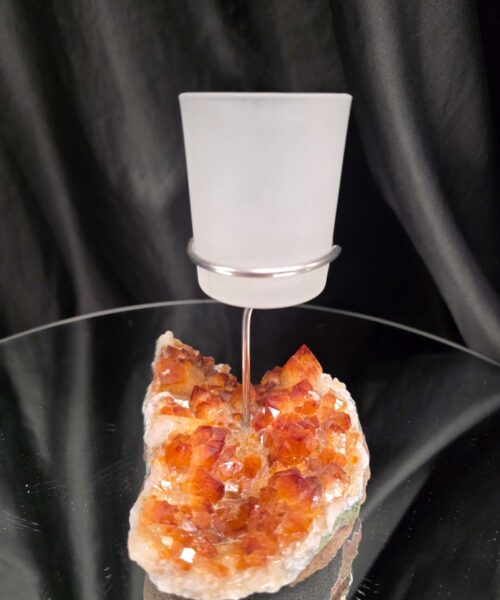 Premium A Grade Citrine Candle No. 3 Cluster Druzy / 1 Cup Tealight Holder 719g H15.5xW13xD10cm - Image 3