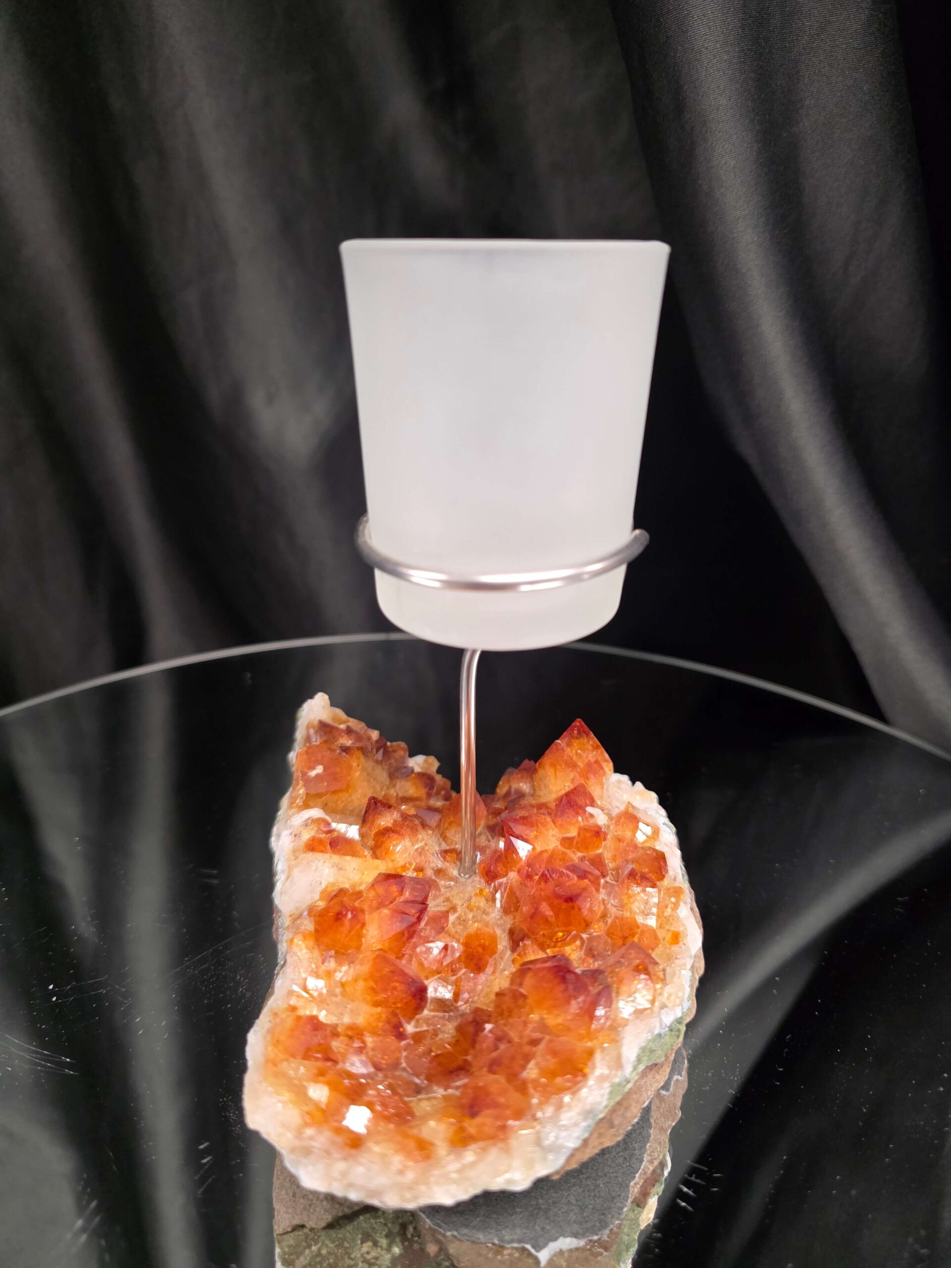 Premium A Grade Citrine Candle No. 3 Cluster Druzy / 1 Cup Tealight Holder 719g H15.5xW13xD10cm - Image 3