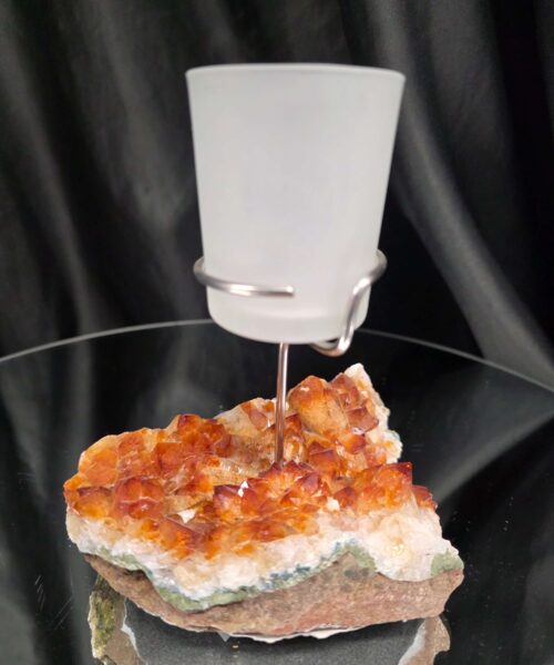 Premium A Grade Citrine Candle No. 3 Cluster Druzy / 1 Cup Tealight Holder 719g H15.5xW13xD10cm - Image 4