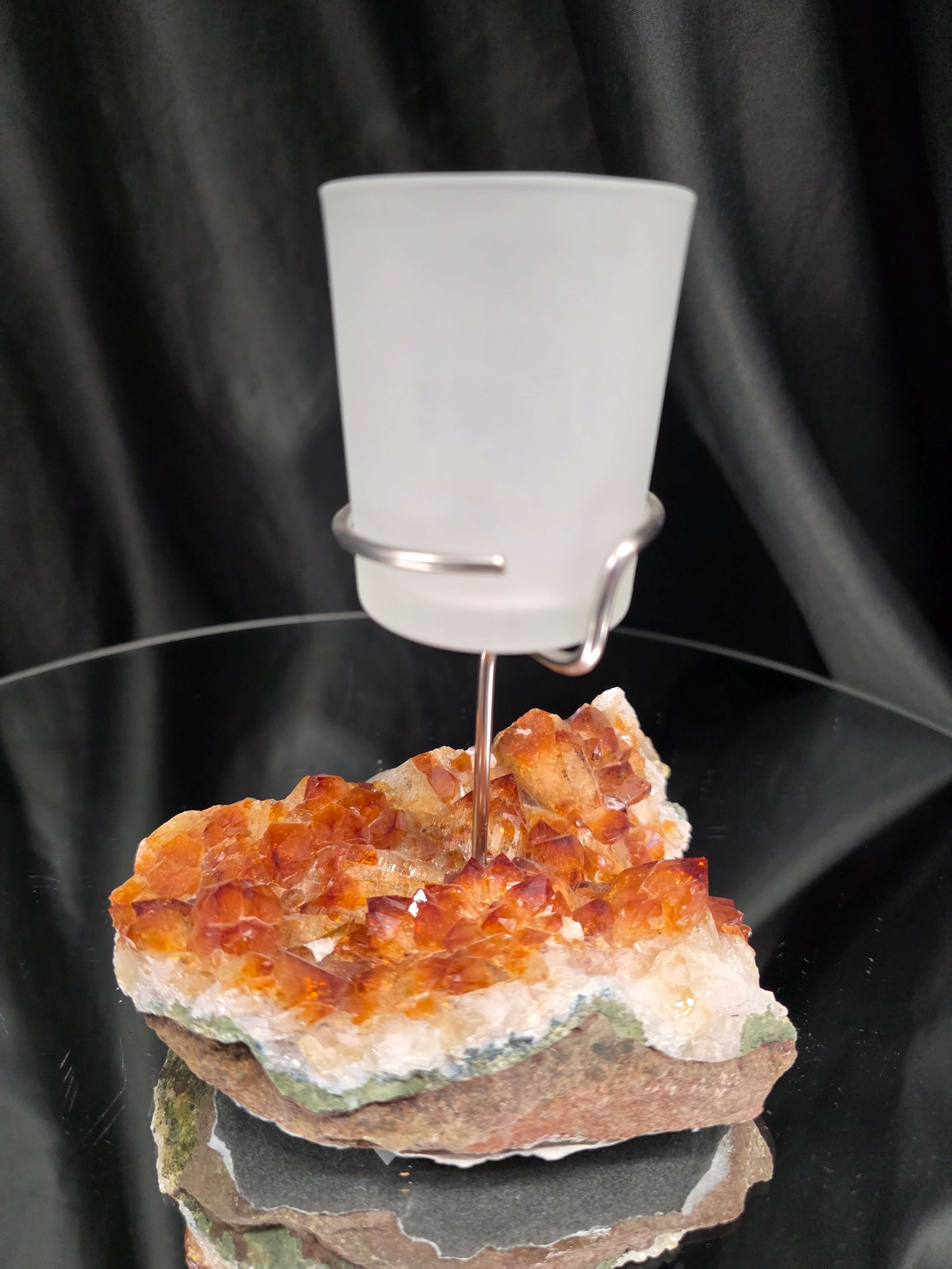 Premium A Grade Citrine Candle No. 3 Cluster Druzy / 1 Cup Tealight Holder 719g H15.5xW13xD10cm - Image 4