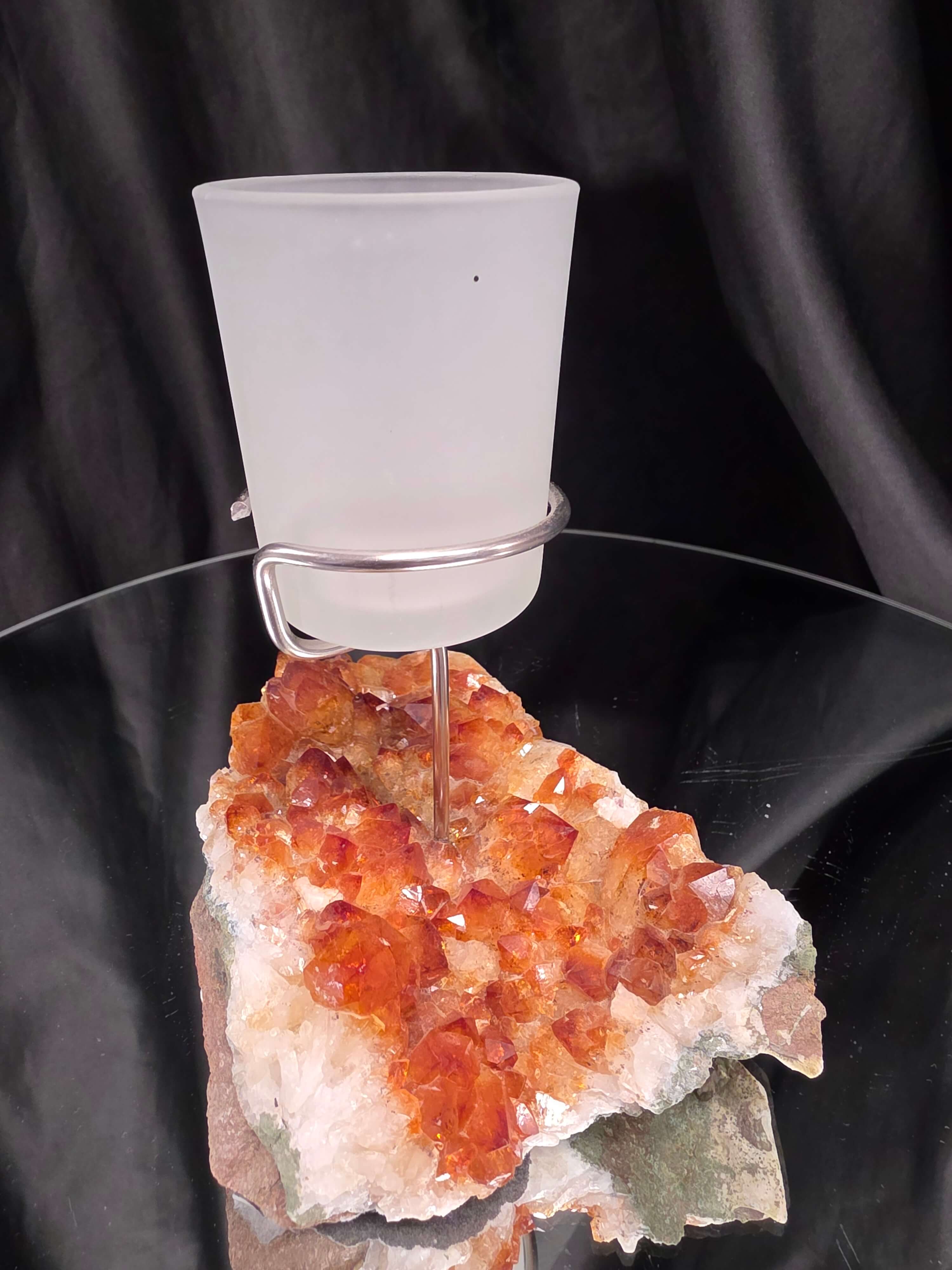 Premium A Grade Citrine Candle No. 3 Cluster Druzy / 1 Cup Tealight Holder 719g H15.5xW13xD10cm - Image 5