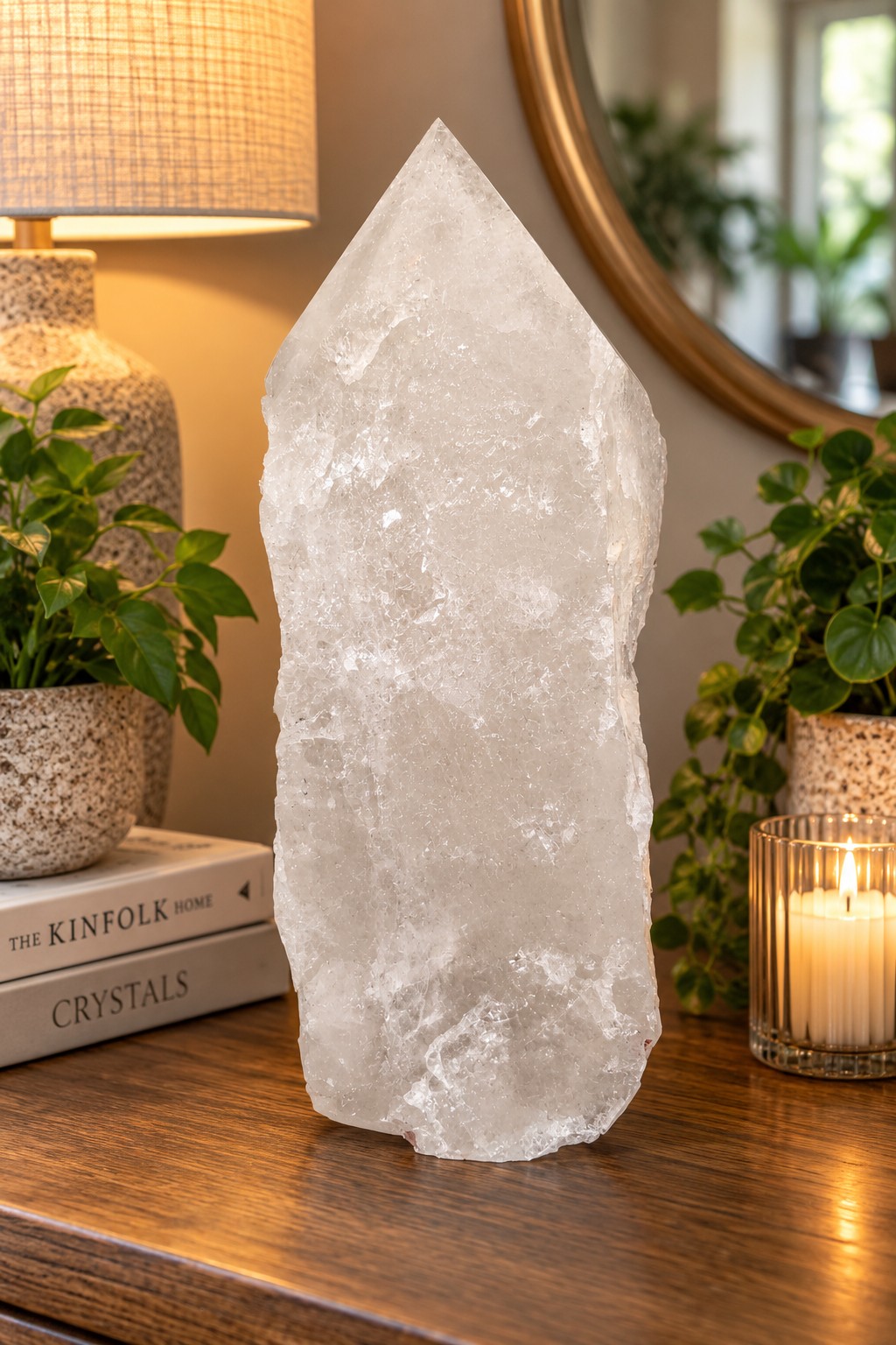 Huge Extra Large Tall Point 10 Premium Clear Rock Crystal Quartz - 13.5kg H34xW16xD14cm