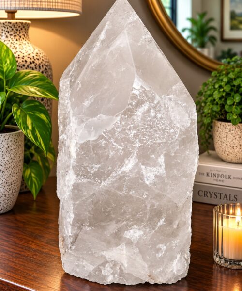 Huge Extra Large Tall Point 8 Premium Clear Rock Crystal Quartz - 15.2kg H32xW17xD15cm