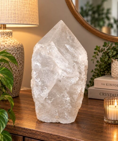 Huge Extra Large Tall Point 1 Premium Clear Rock Crystal Quartz - 13.551kg H31xW16xD15.5cm
