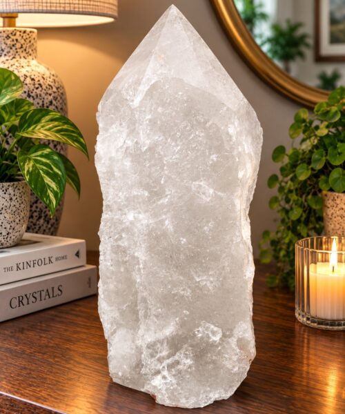Huge Extra Large Tall Point 2 Premium Clear Rock Crystal Quartz - 13.786kg H27xW15xD14cm