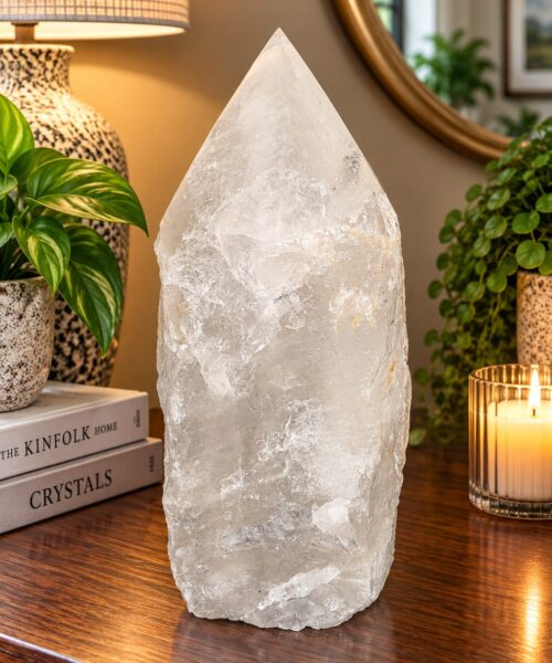 Huge Extra Large Tall Point 3 Premium Clear Rock Crystal Quartz - 7.881kg H18.5xW13xD13cm