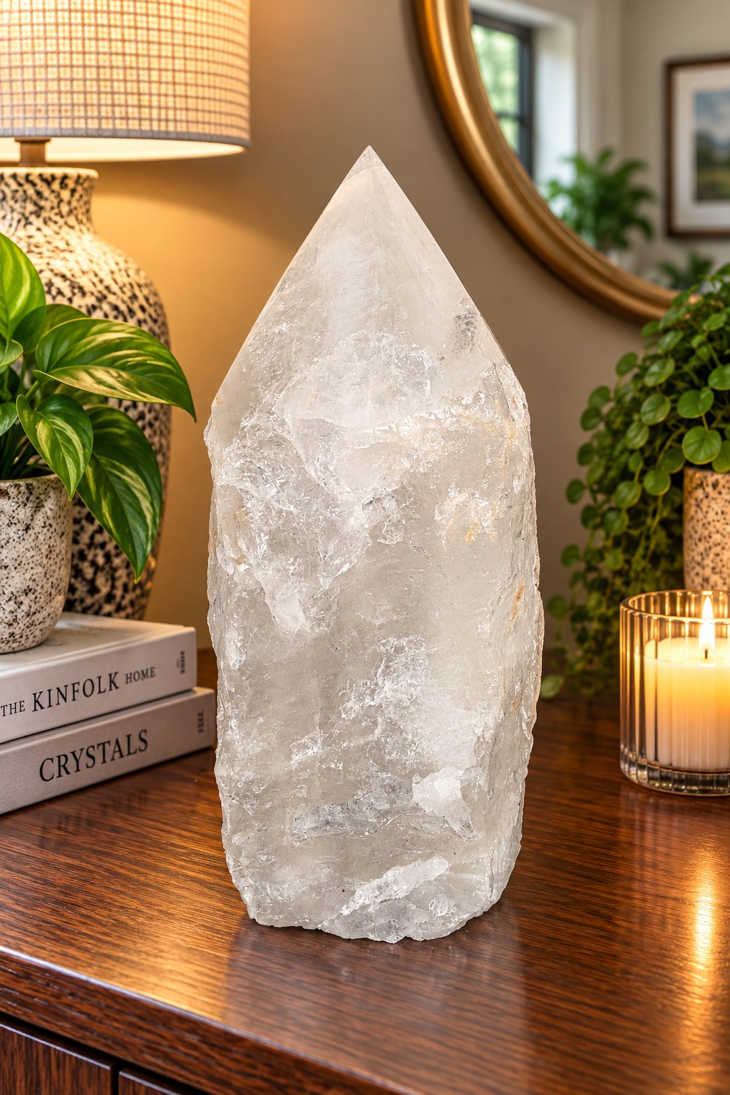 Huge Extra Large Tall Point 3 Premium Clear Rock Crystal Quartz - 7.881kg H18.5xW13xD13cm