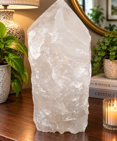 Huge Extra Large Tall Point 4 Premium Clear Rock Crystal Quartz - 16.7kg H34.5xW16.5xD16.5cm