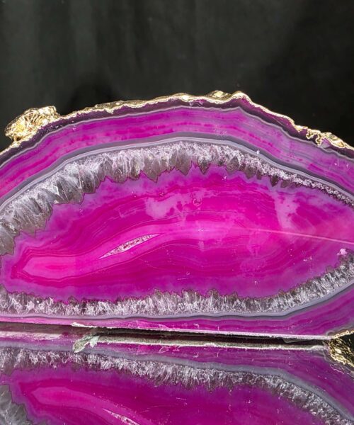 Large Pink Agate End Candle 1 Handpicked 934g H6.5xW15xD7.5cm Microcrystalline Quartz Gold Gilded 24ct Gold Tealight Holder - Image 7