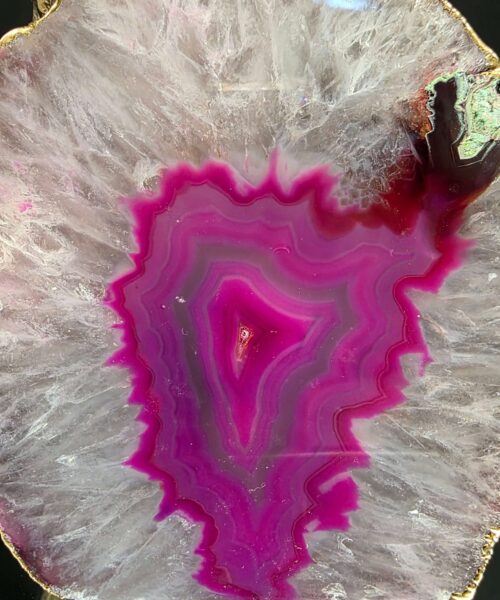 Large Pink Agate End Candle 2 Handpicked 1.173g H9xW8.5xD9cm Microcrystalline Quartz Gold Gilded 24ct Gold Tealight Holder - Image 7
