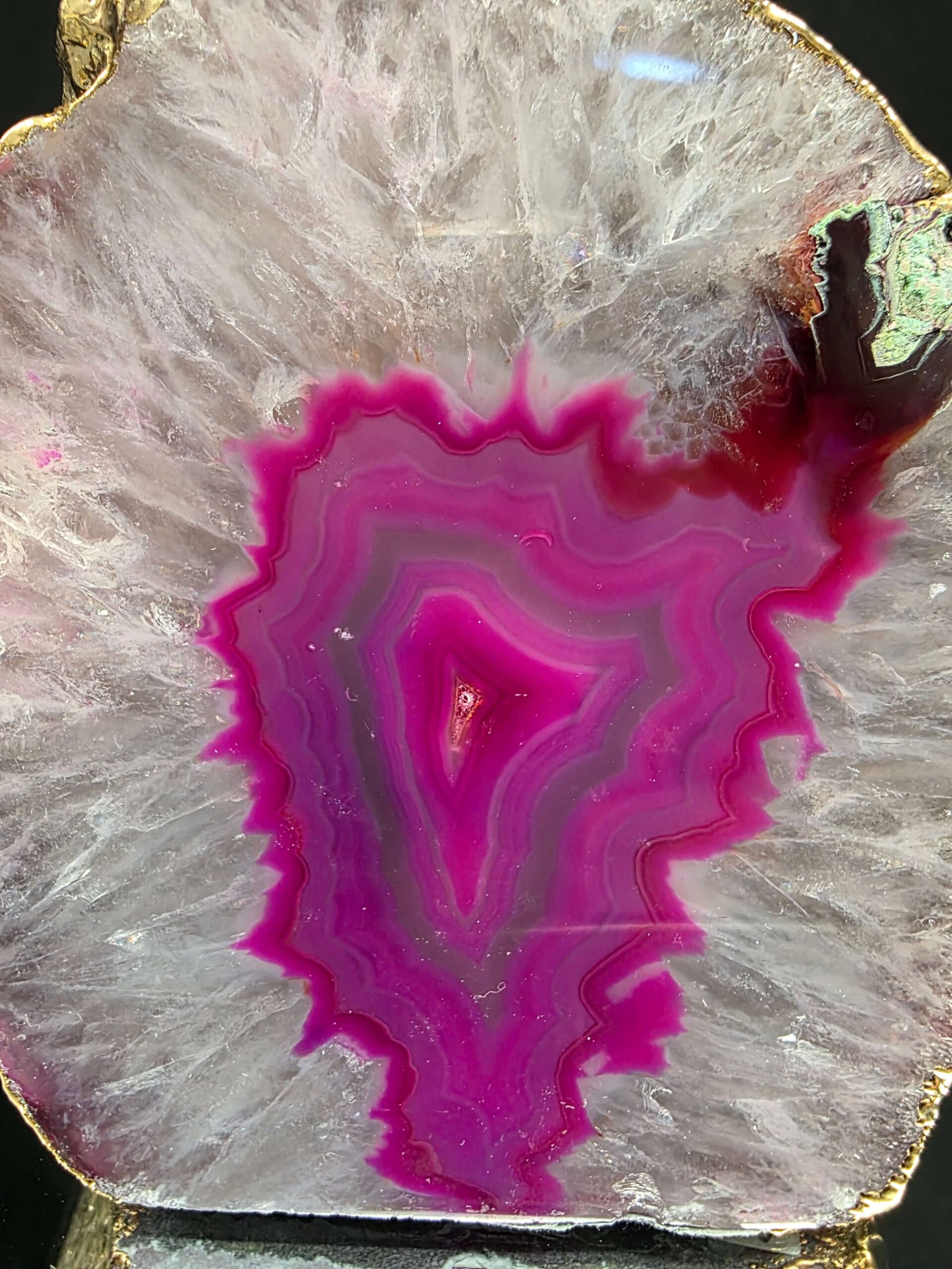 Large Pink Agate End Candle 2 Handpicked 1.173g H9xW8.5xD9cm Microcrystalline Quartz Gold Gilded 24ct Gold Tealight Holder - Image 7