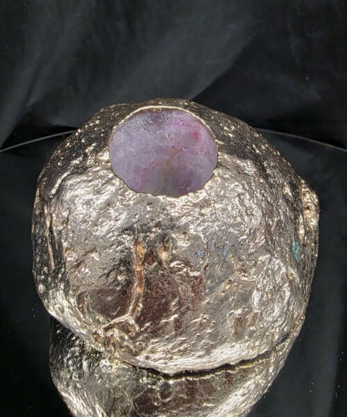 Large Pink Agate End Candle 3 Handpicked 999g H8xW14.5xD7.5cm Microcrystalline Quartz Gold Gilded 24ct Gold Tealight Holder - Image 5