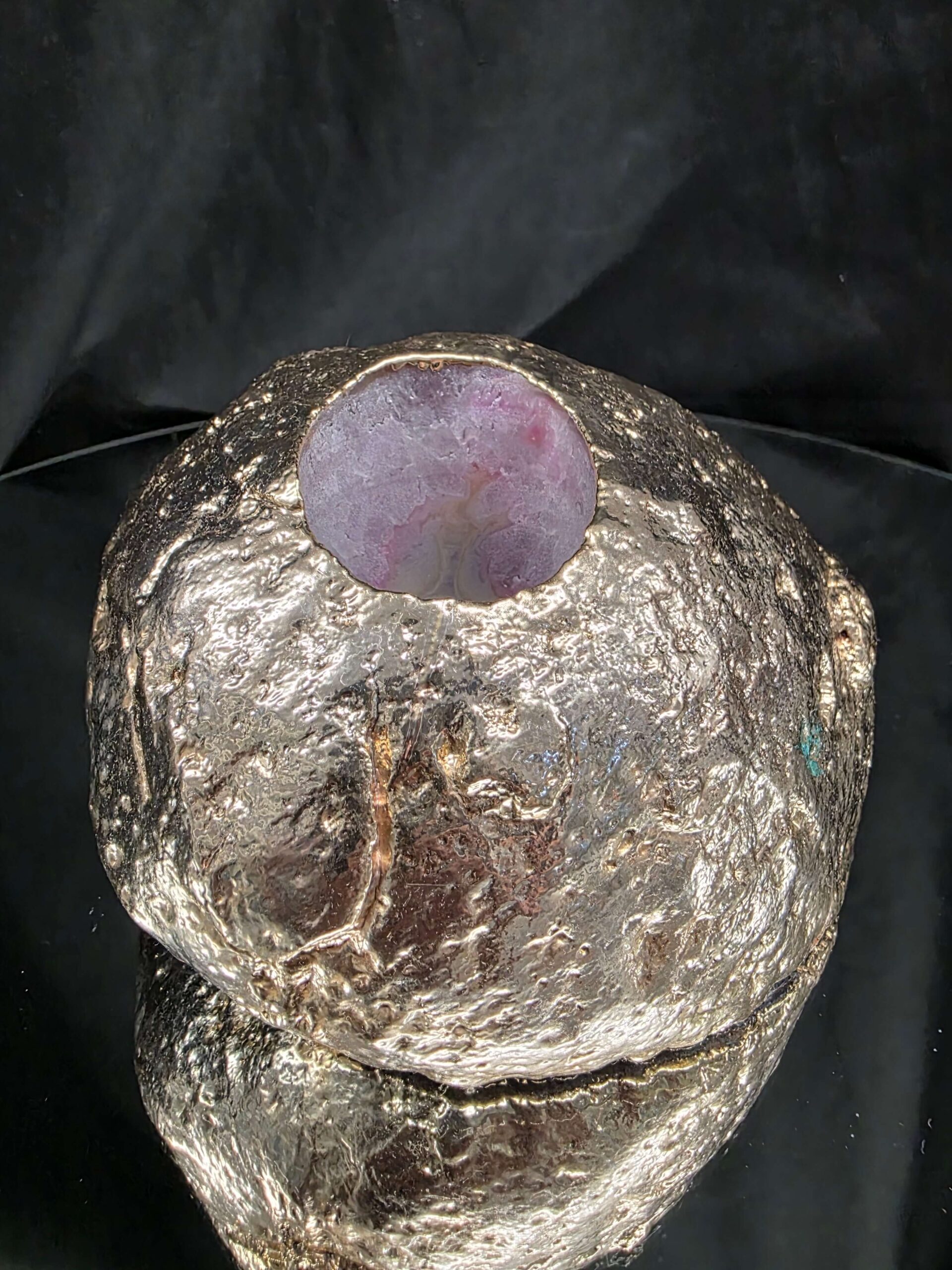 Large Pink Agate End Candle 3 Handpicked 999g H8xW14.5xD7.5cm Microcrystalline Quartz Gold Gilded 24ct Gold Tealight Holder - Image 5