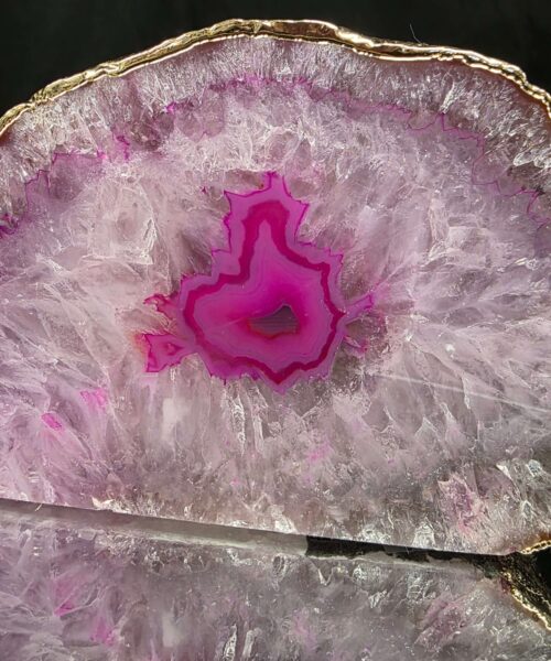 Large Pink Agate End Candle 3 Handpicked 999g H8xW14.5xD7.5cm Microcrystalline Quartz Gold Gilded 24ct Gold Tealight Holder - Image 7