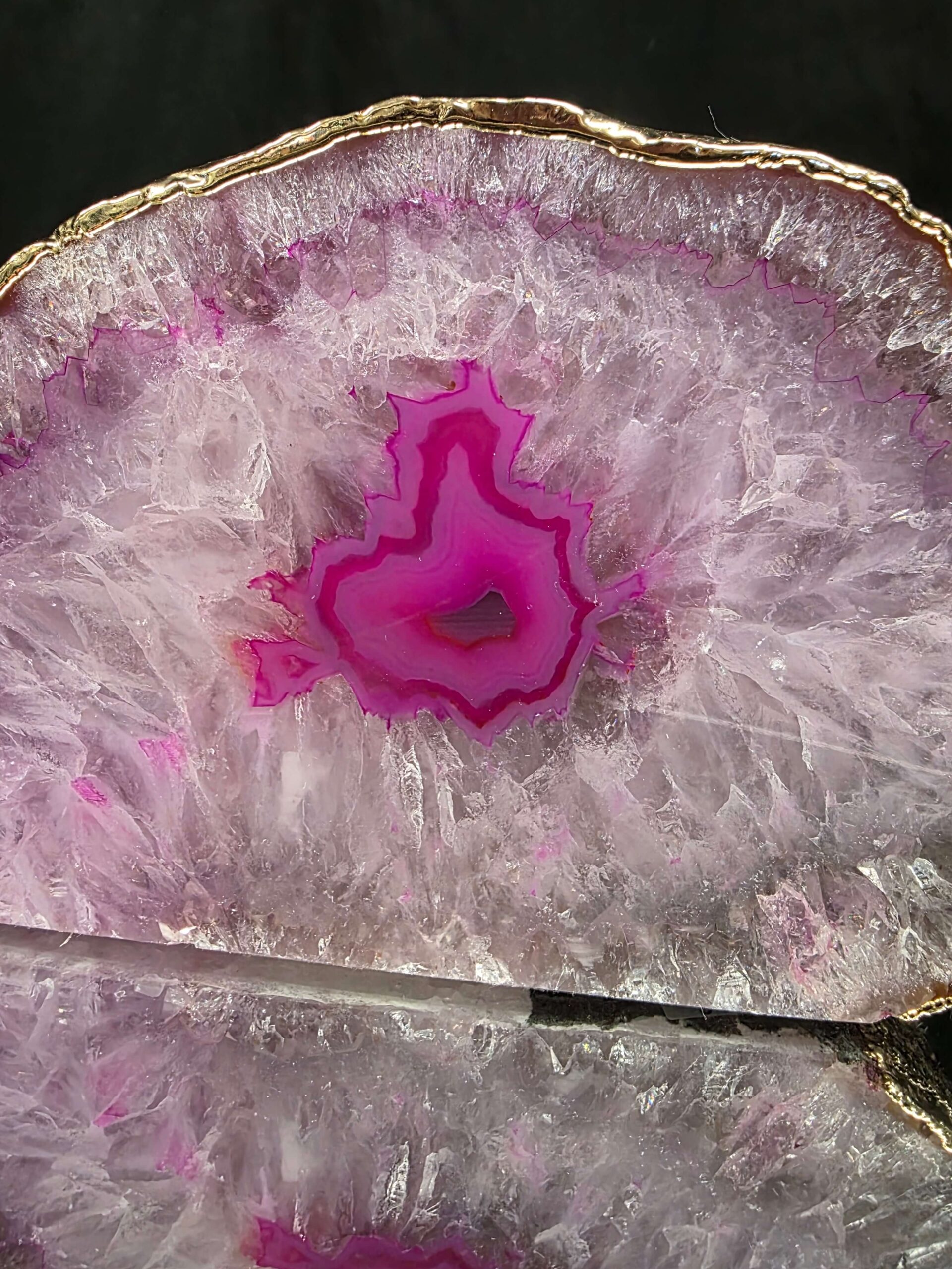 Large Pink Agate End Candle 3 Handpicked 999g H8xW14.5xD7.5cm Microcrystalline Quartz Gold Gilded 24ct Gold Tealight Holder - Image 7
