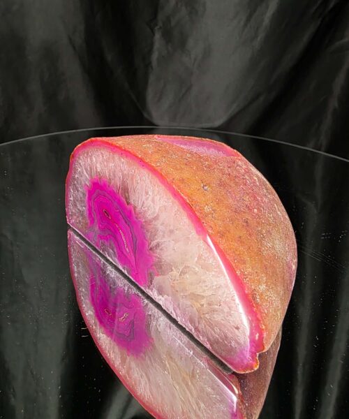 Large Pink Agate End Candle 2 Handpicked 791g H6xW12.5xD8cm Microcrystalline Quartz Tealight Holder Ornament - Image 5