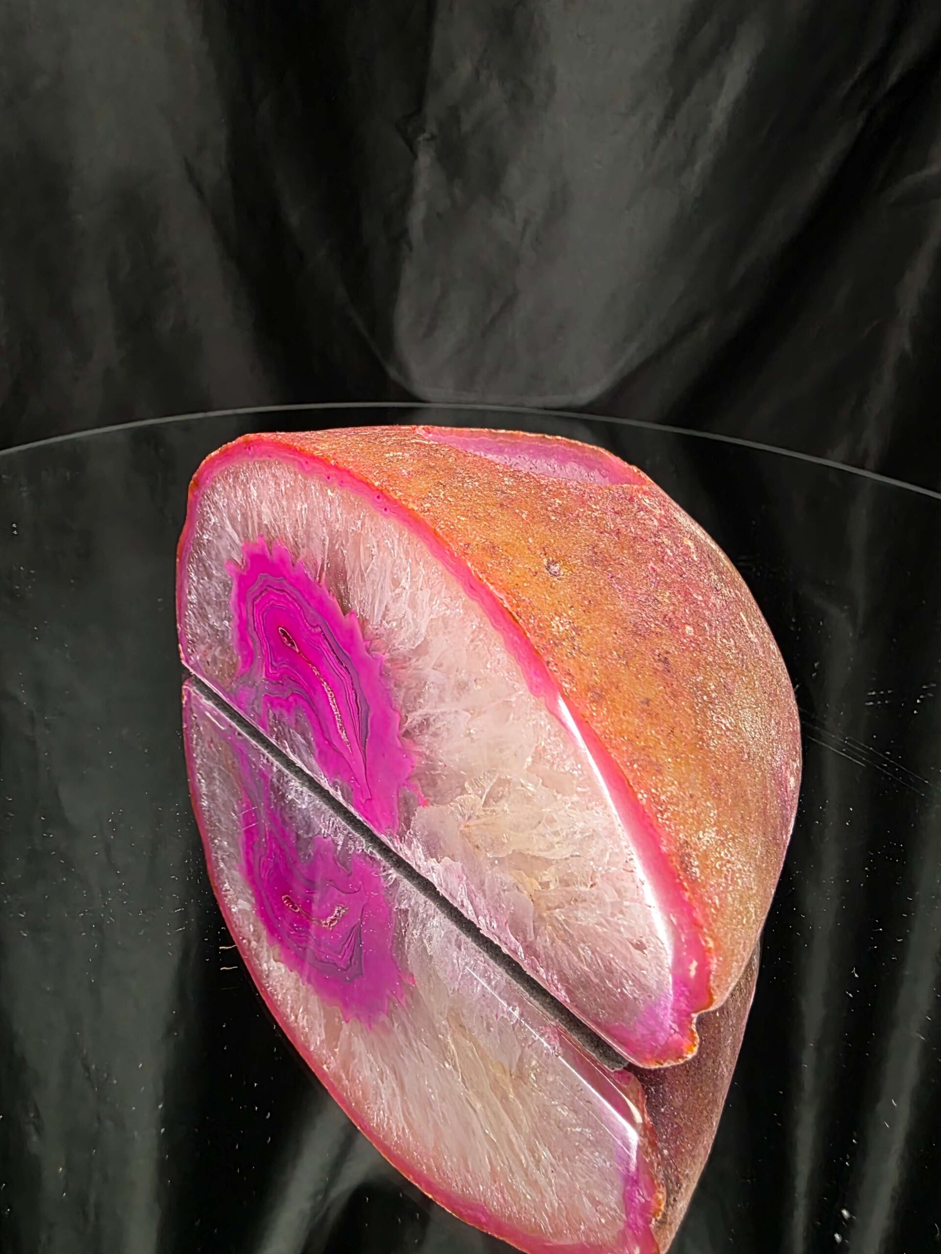 Large Pink Agate End Candle 2 Handpicked 791g H6xW12.5xD8cm Microcrystalline Quartz Tealight Holder Ornament - Image 5