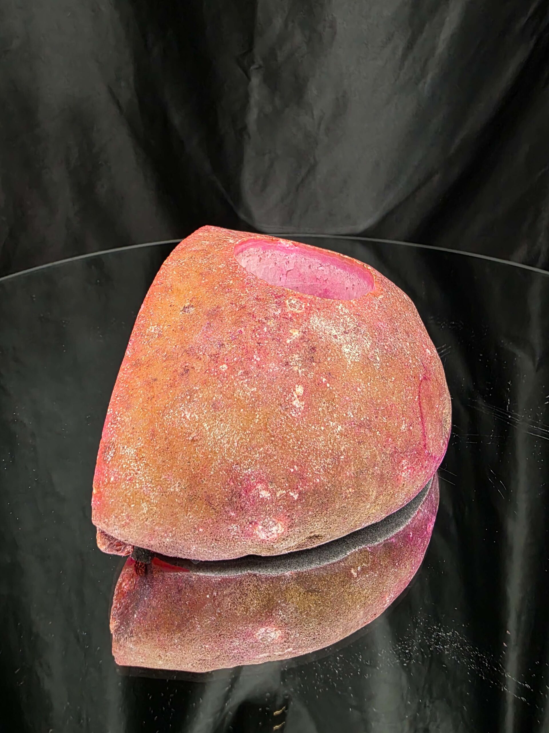 Large Pink Agate End Candle 2 Handpicked 791g H6xW12.5xD8cm Microcrystalline Quartz Tealight Holder Ornament - Image 8