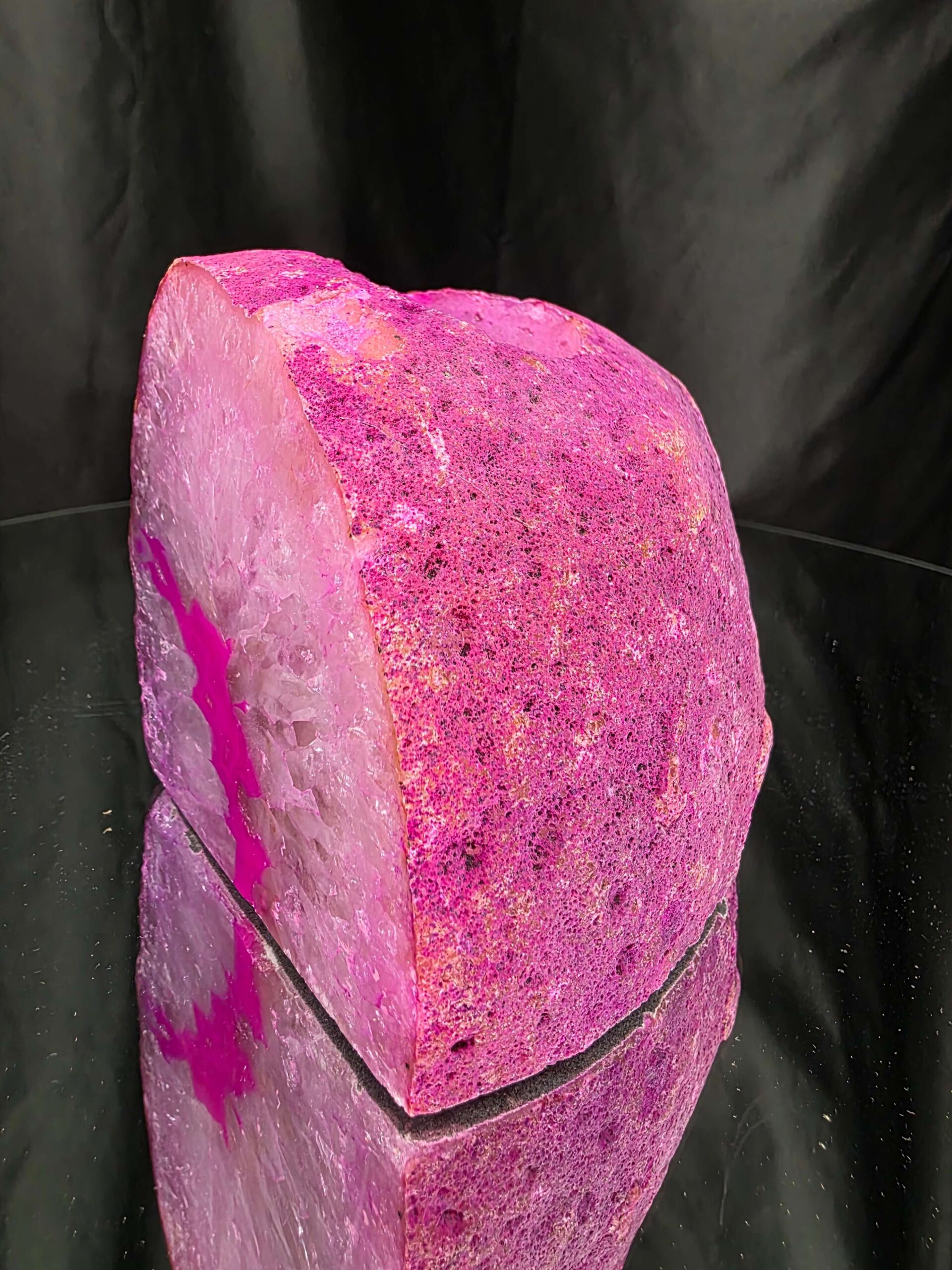 Large Pink Agate End Candle 3 Handpicked 1.078g H8.5xW9xD9.5cm Microcrystalline Quartz Tealight Holder Ornament - Image 3