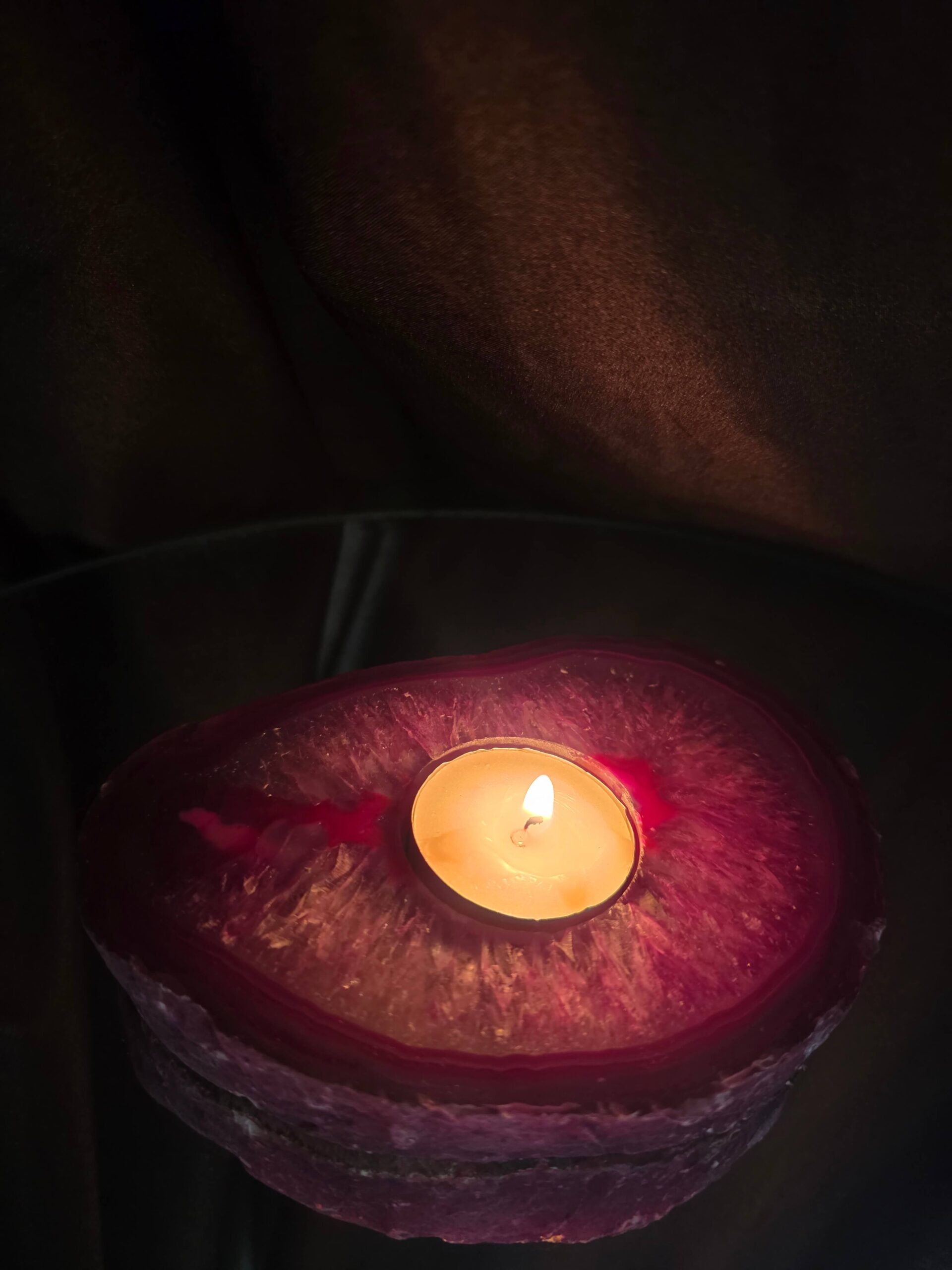 Pink Agate Slice 2 Handpicked 496g H2xW14xD10cm Microcrystalline Quartz Tealight Candle Holder Ornament - Image 11