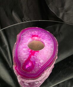 Pink Agate Slice 2 Handpicked 496g H2xW14xD10cm Microcrystalline Quartz Tealight Candle Holder Ornament
