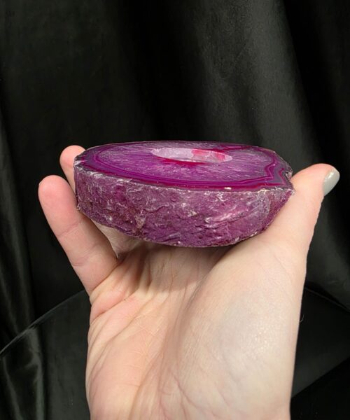 Pink Agate Slice 2 Handpicked 496g H2xW14xD10cm Microcrystalline Quartz Tealight Candle Holder Ornament - Image 6