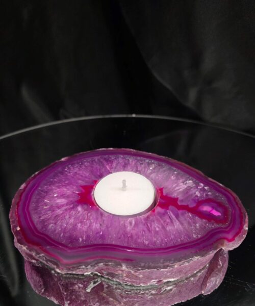 Pink Agate Slice 2 Handpicked 496g H2xW14xD10cm Microcrystalline Quartz Tealight Candle Holder Ornament - Image 7