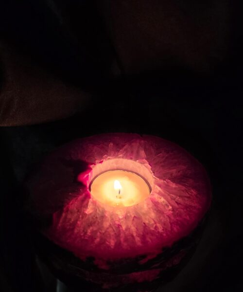 Pink Agate Slice 3 Handpicked 413g H2xW12xD10cm Microcrystalline Quartz Tealight Candle Holder Ornament - Image 11