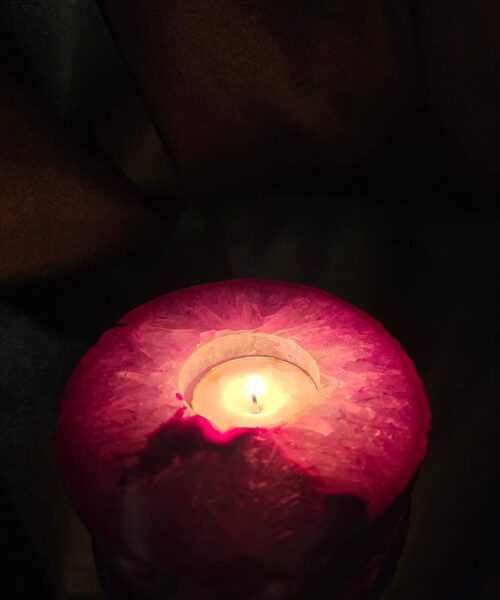 Pink Agate Slice 3 Handpicked 413g H2xW12xD10cm Microcrystalline Quartz Tealight Candle Holder Ornament - Image 12