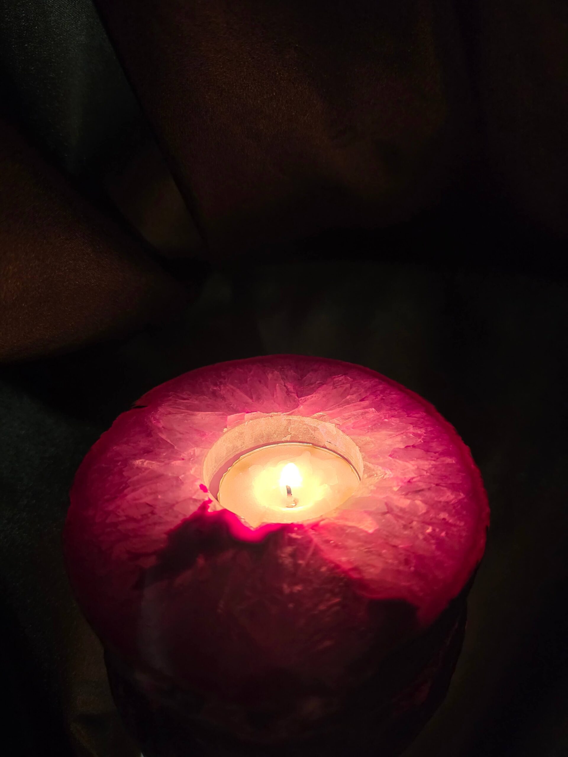 Pink Agate Slice 3 Handpicked 413g H2xW12xD10cm Microcrystalline Quartz Tealight Candle Holder Ornament - Image 12