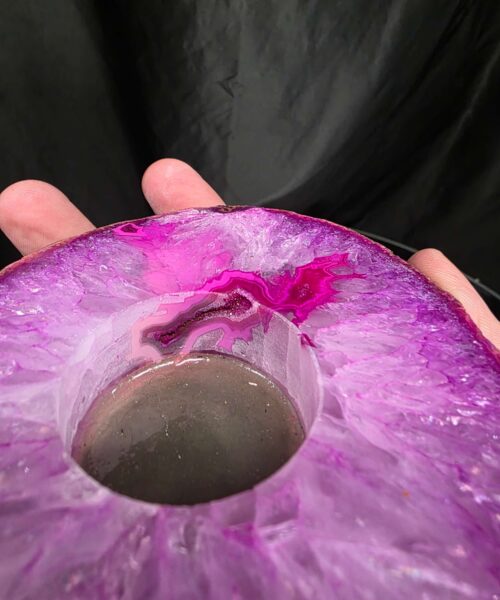Pink Agate Slice 3 Handpicked 413g H2xW12xD10cm Microcrystalline Quartz Tealight Candle Holder Ornament - Image 7